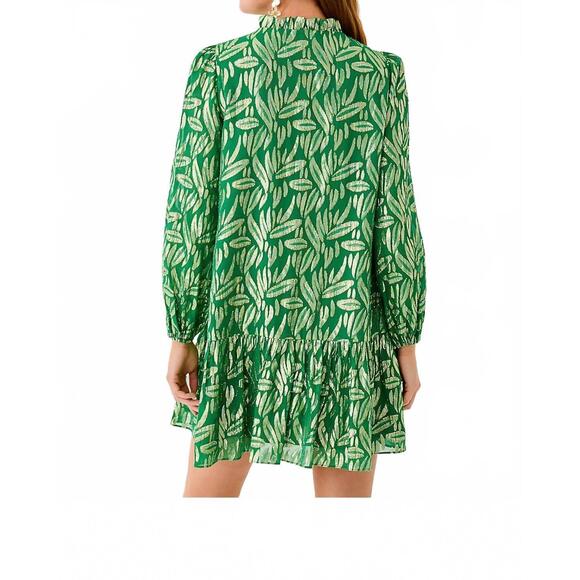 NEW LILLY PULITZER evaline silk popover dress in bamboo green leafy babe - Picture 2 of 5